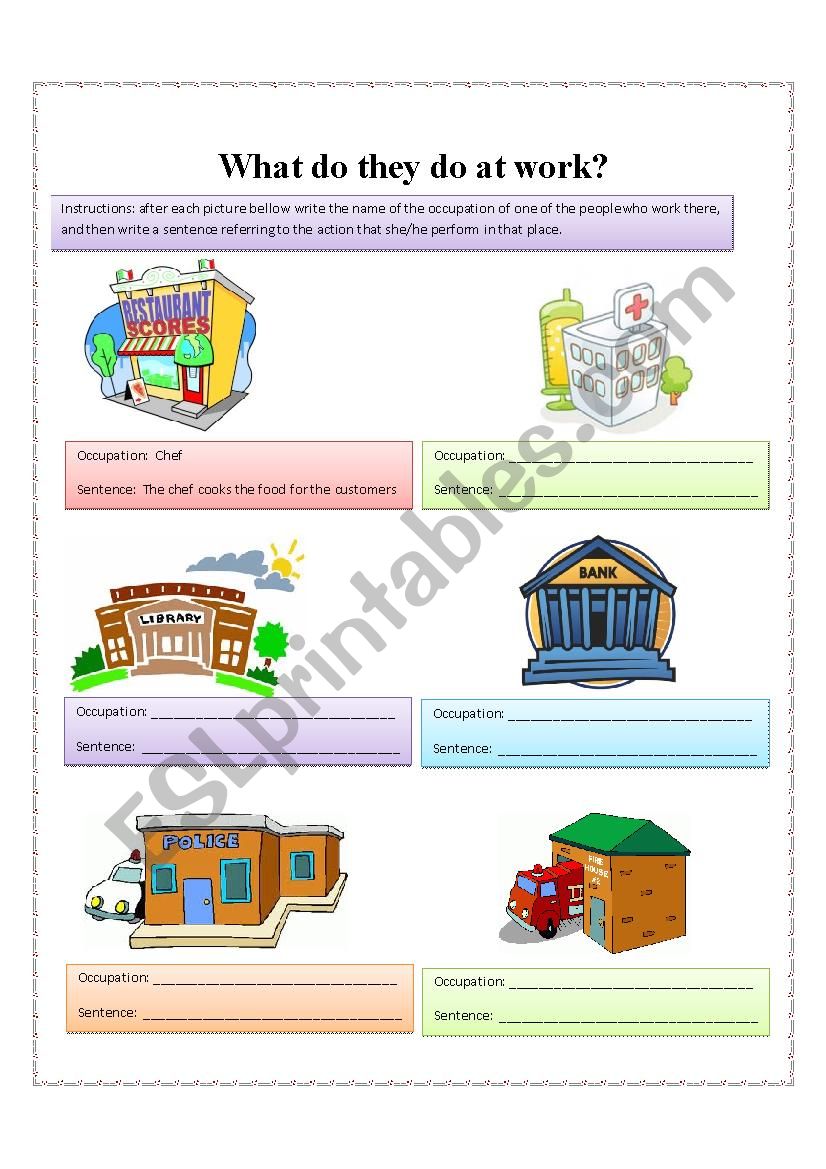 Occupations  worksheet