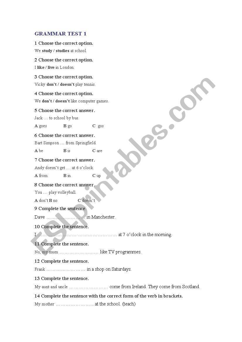 simple present tense worksheet