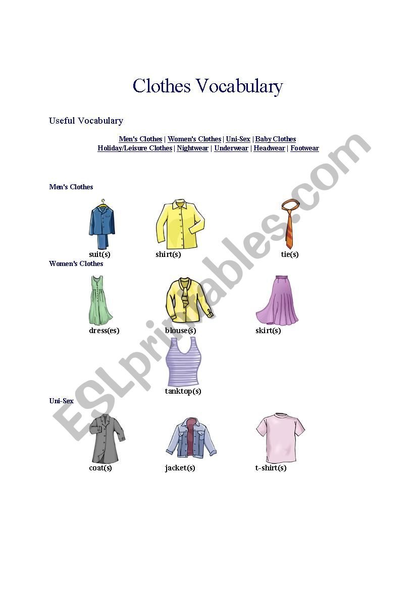 clothes - ESL worksheet by Lily0608
