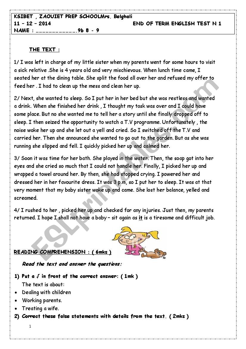 9th form worksheet