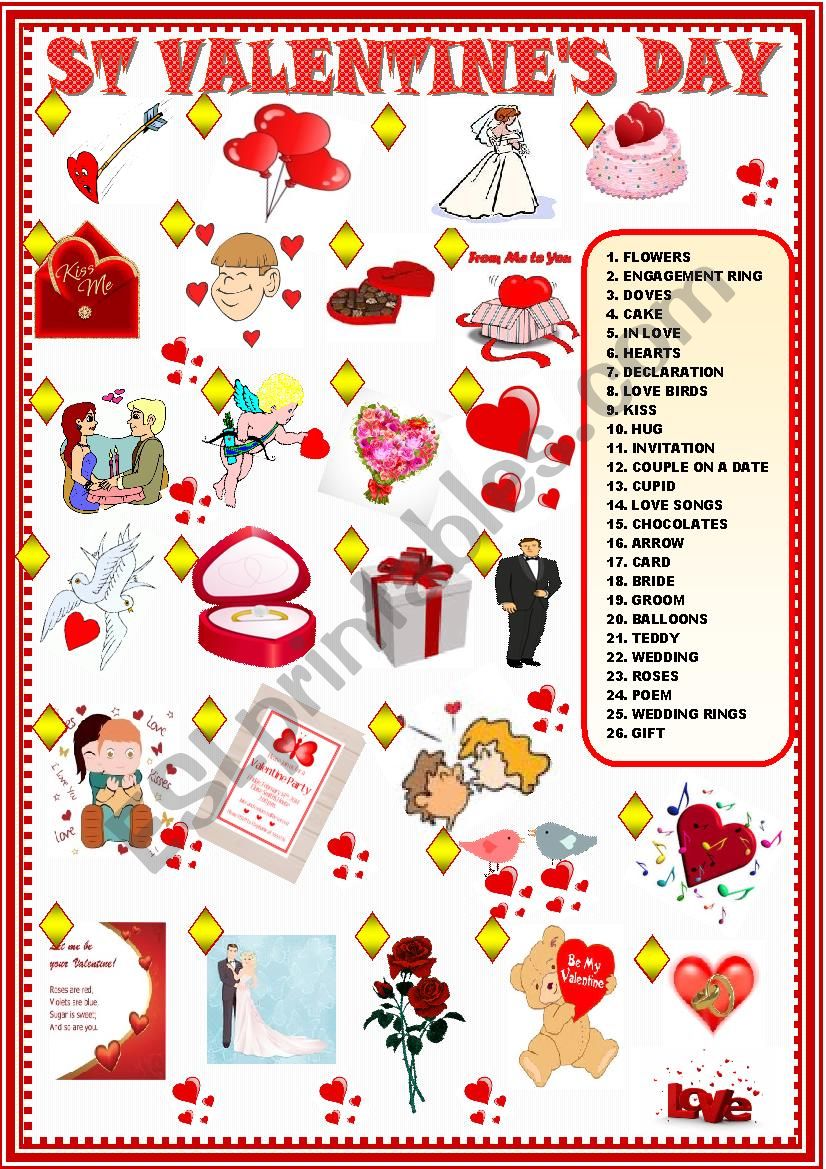 St Valentine´s Day Matching Esl Worksheet By Spied D Aignel