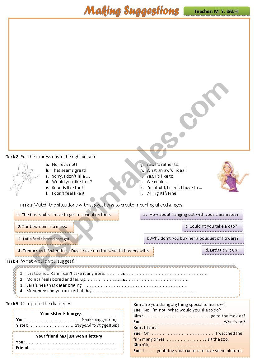 Making Suggestions worksheet