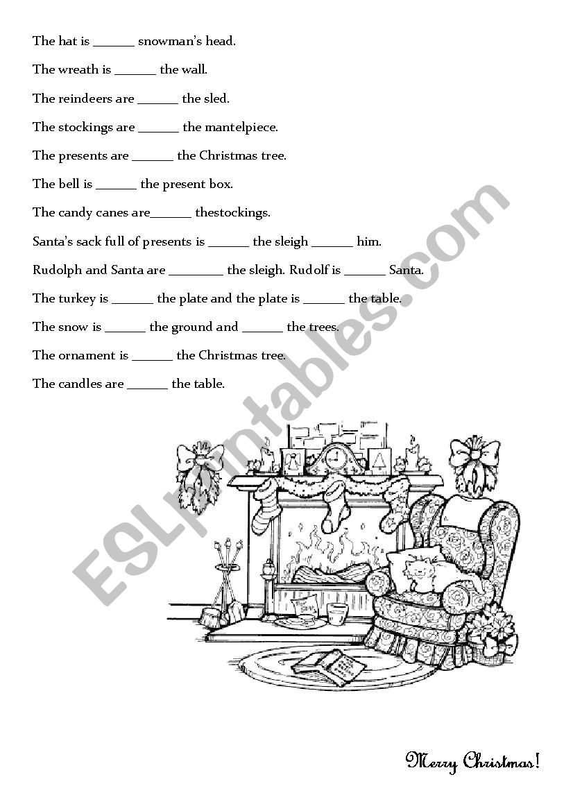 Christmas Vocabulary and Prepositions