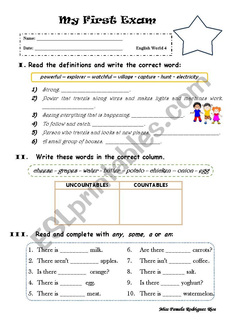 EXAM worksheet