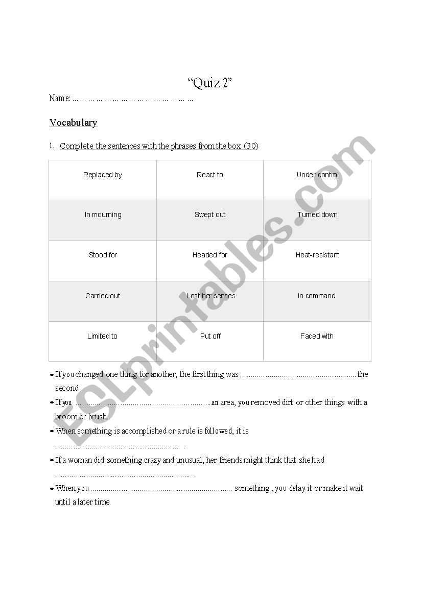 Self assessment test worksheet