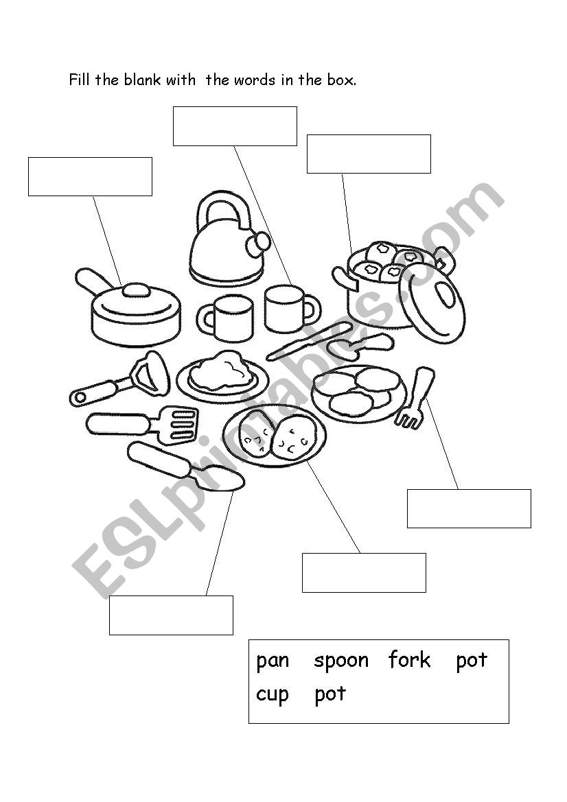 Kitchen utensil - ESL worksheet by Nutcharat