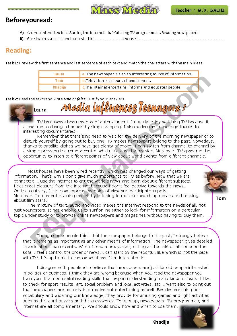 Media worksheet