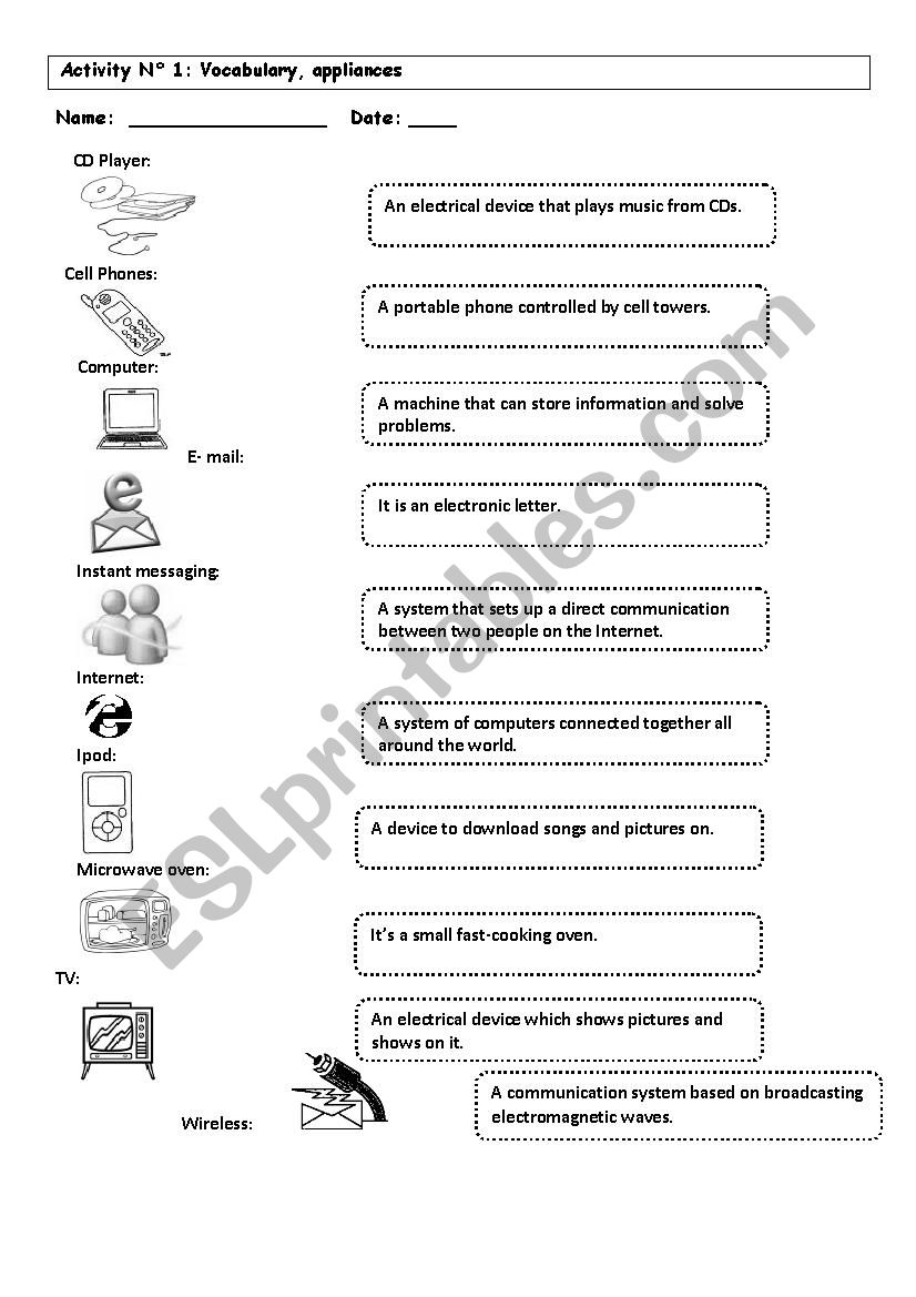 Computers worksheet