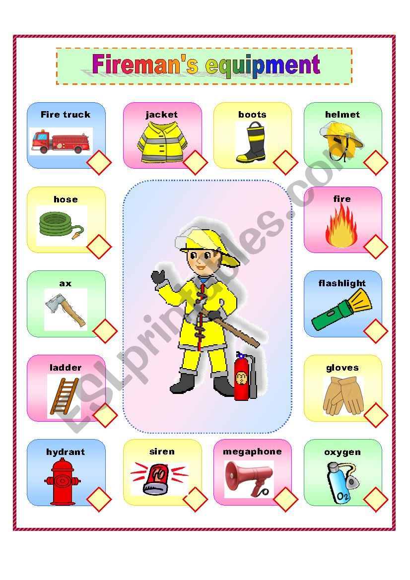 firemans equipment  worksheet