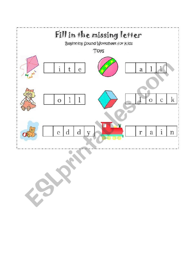 Toys worksheet