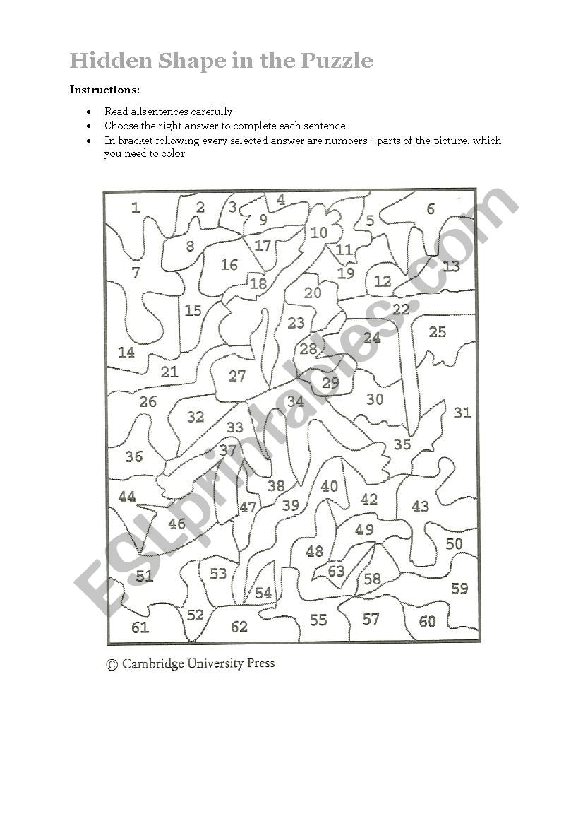 Hidden Shape in the Puzzle worksheet