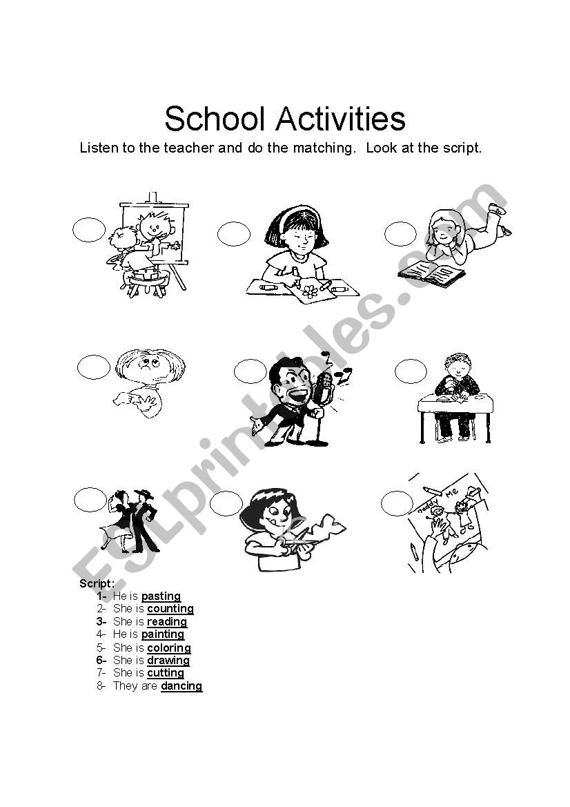 School Activities worksheet