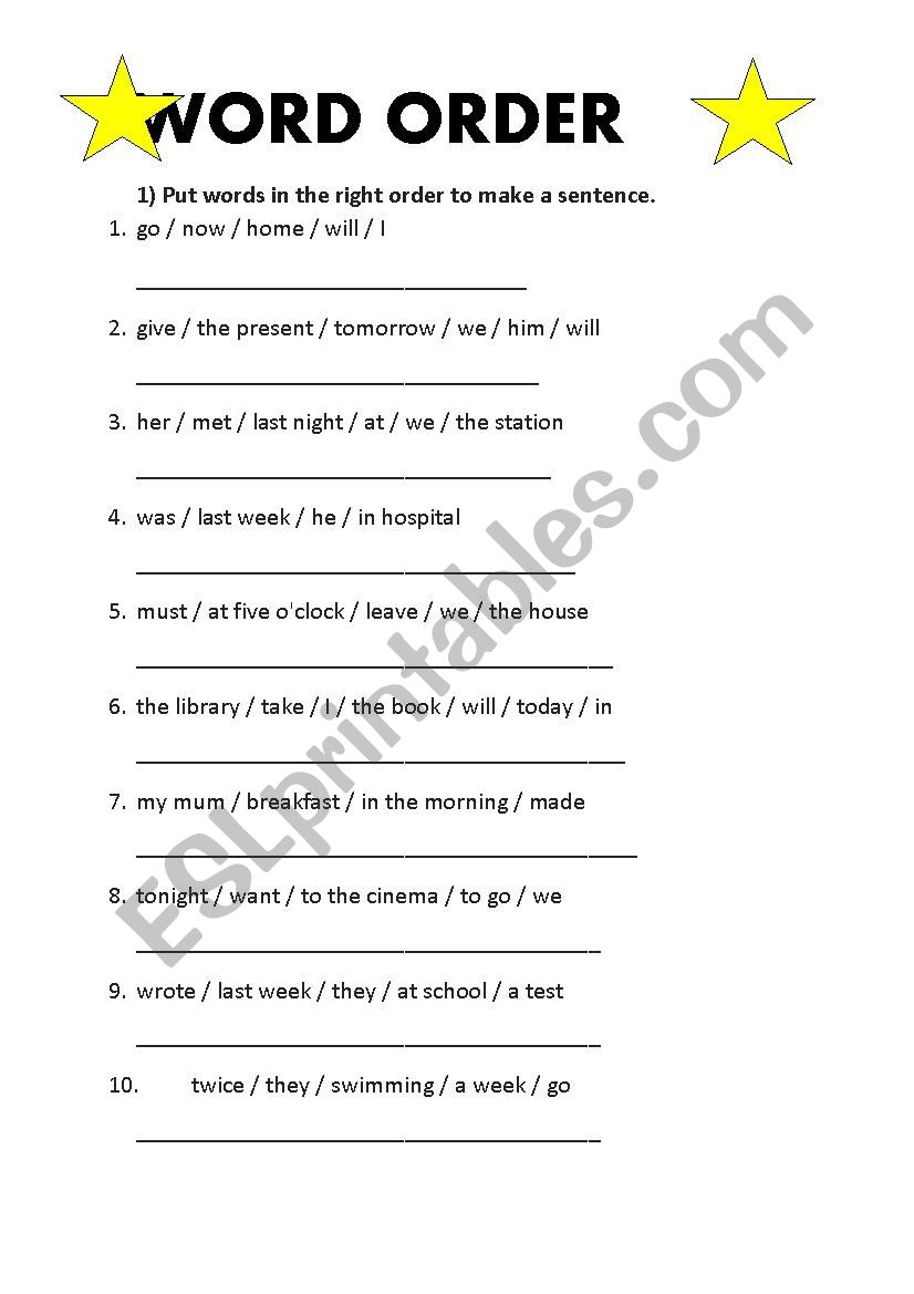 Word Order All Things Grammar Word Order English Esl Worksheets For 