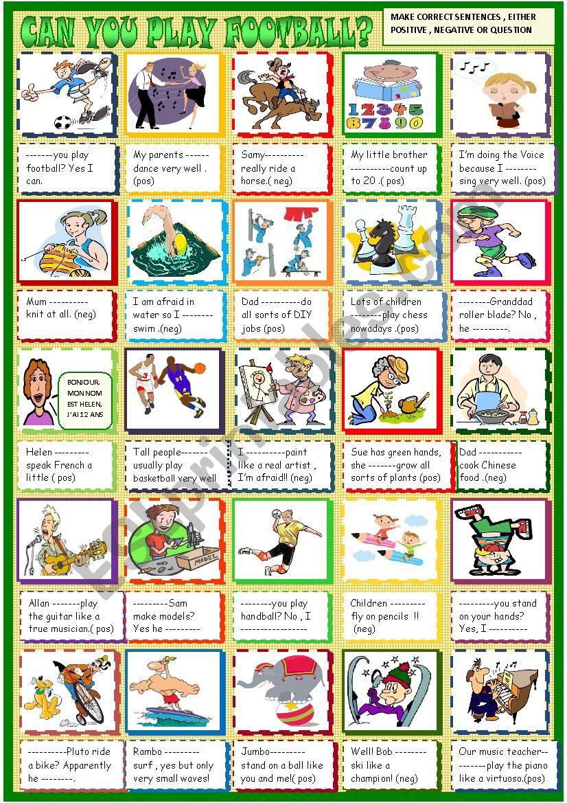 Can you play football? can /can´t - ESL worksheet by spied-d-aignel