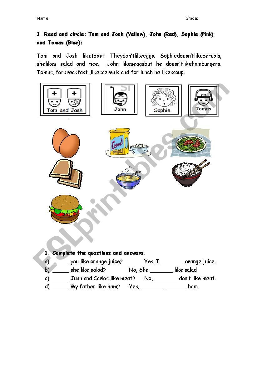 like- don´t like- hate- love - ESL worksheet by oneal4