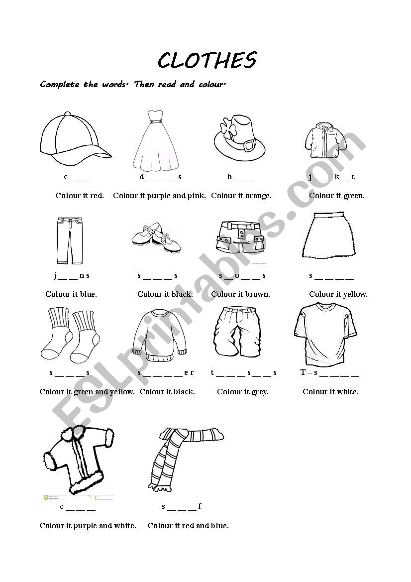 CLOTHES - ESL worksheet by Anjak7