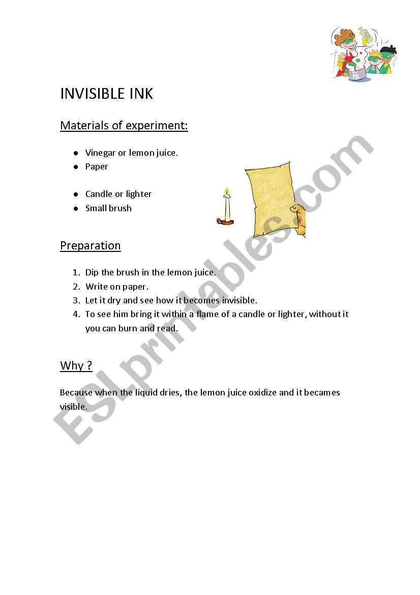 Invisible Ink Experiment (English Science)
