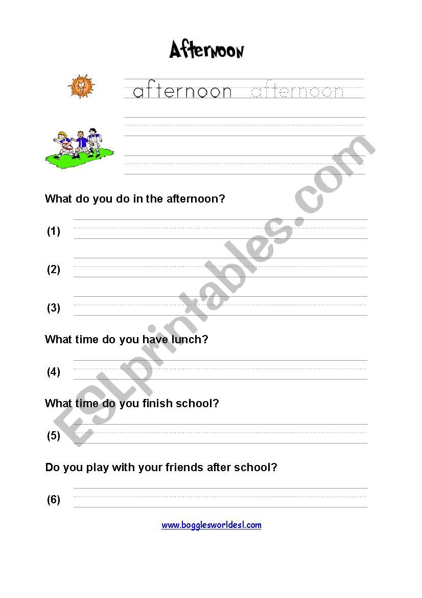 afternoon worksheet