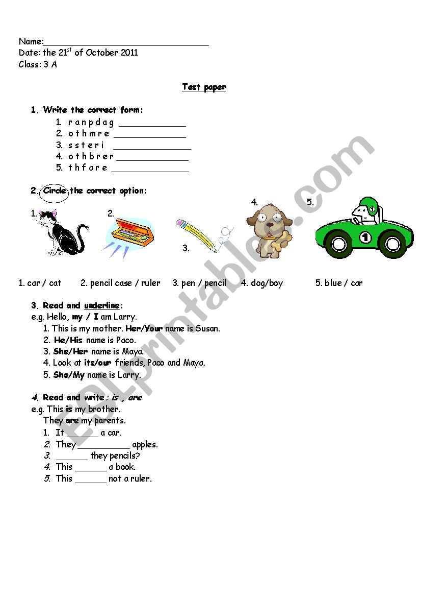 revision test beginners worksheet