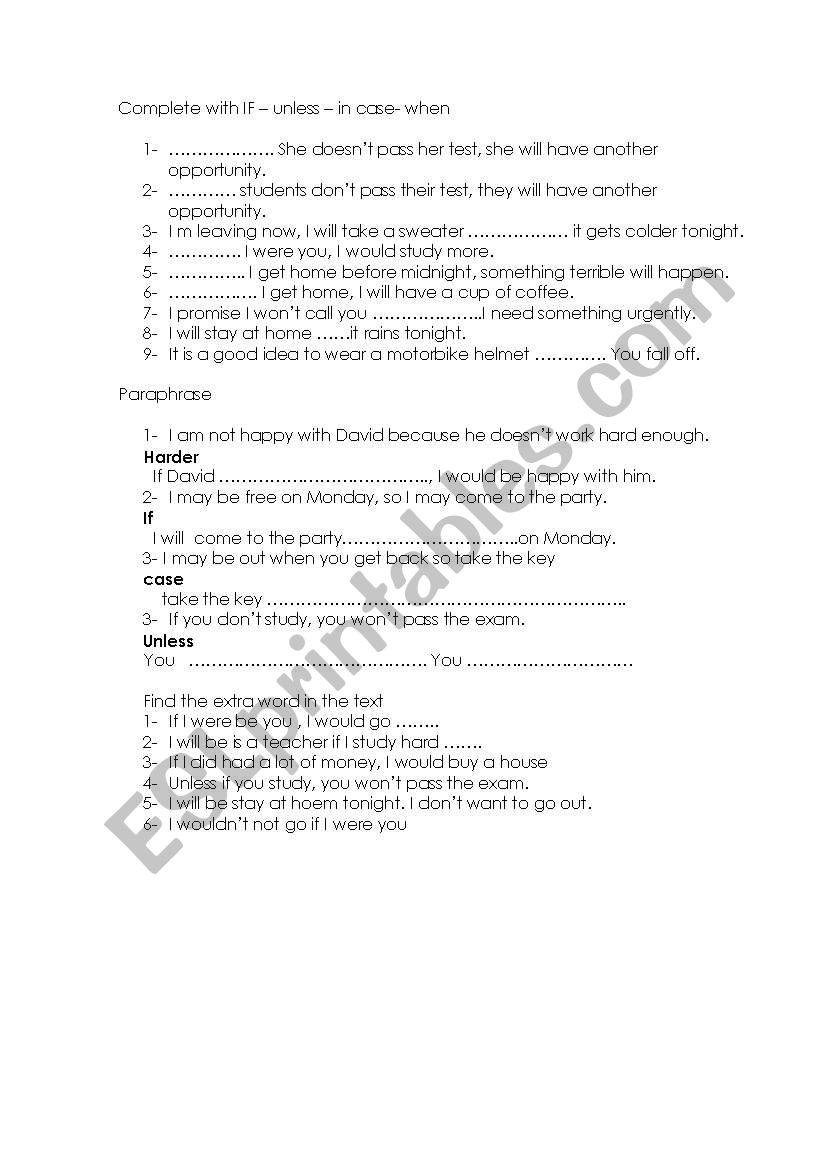 conditionals worksheet