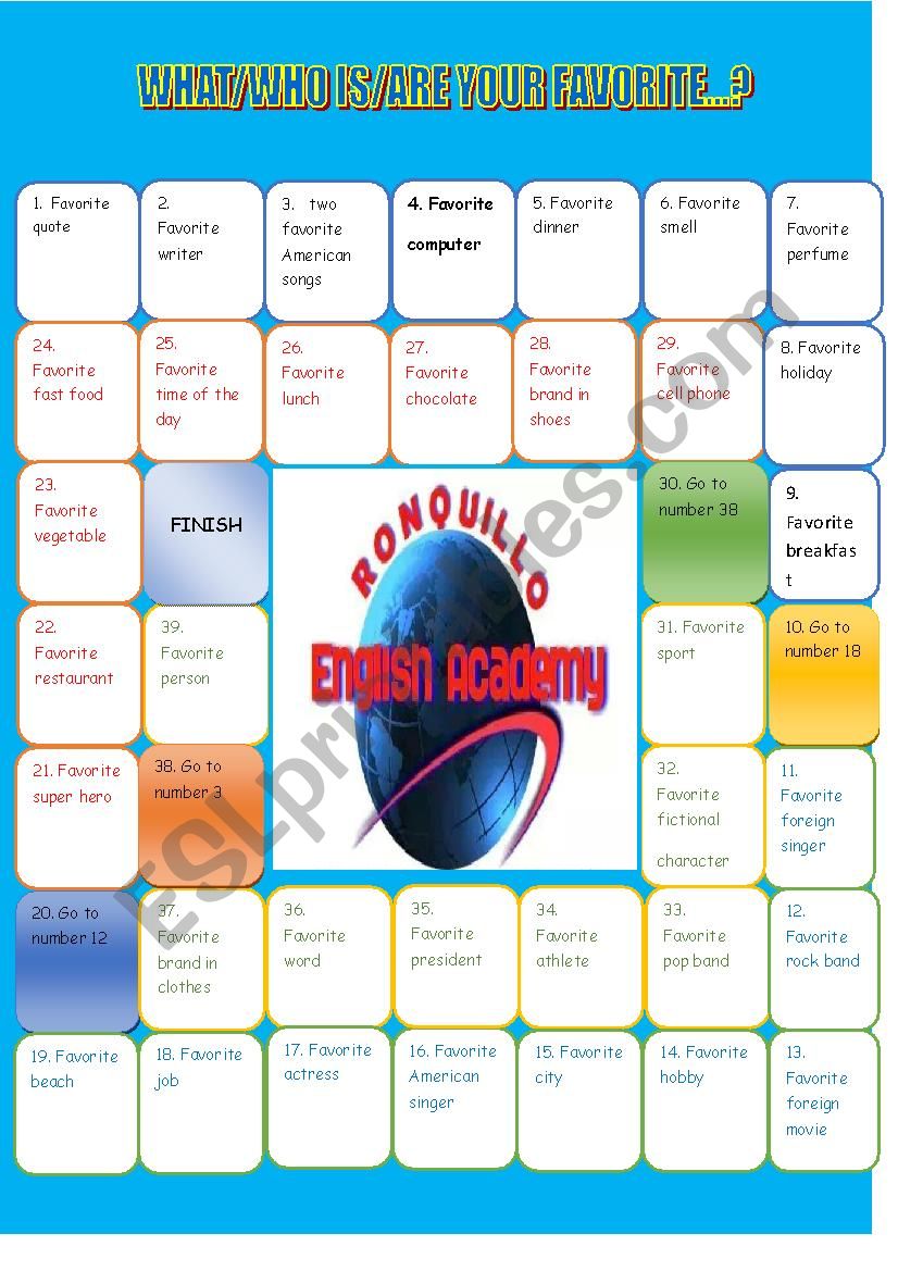 What´s your favorite ? FAVORITE BOARD GAME 2 ESL worksheet by danielr