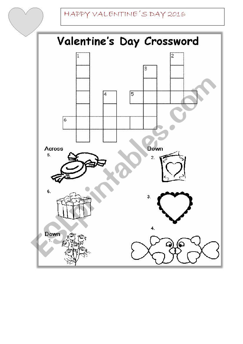 Valentines Day Crossword  worksheet