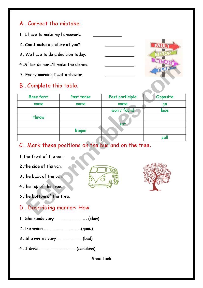  Correct the mistake worksheet