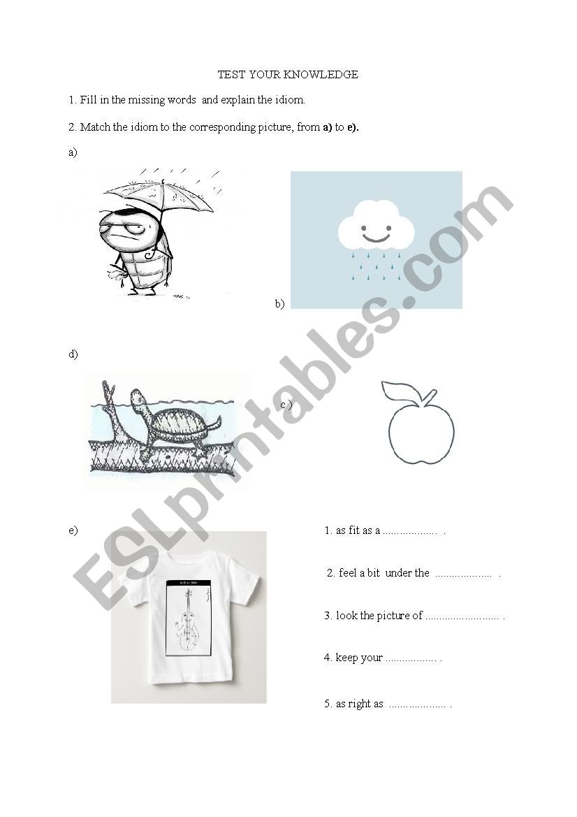 As right as rain worksheet