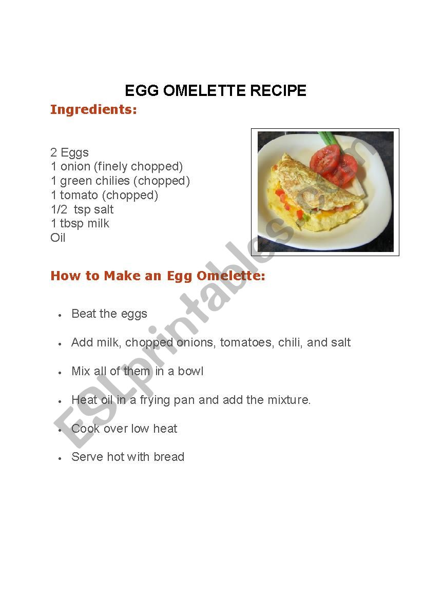 Recipe worksheet