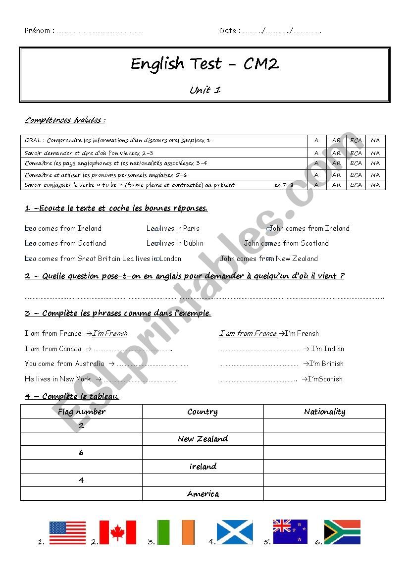 Where do you come from? worksheet