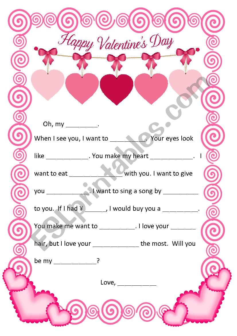 Valentine´s Day Mad Gab - ESL worksheet by Tffybarn