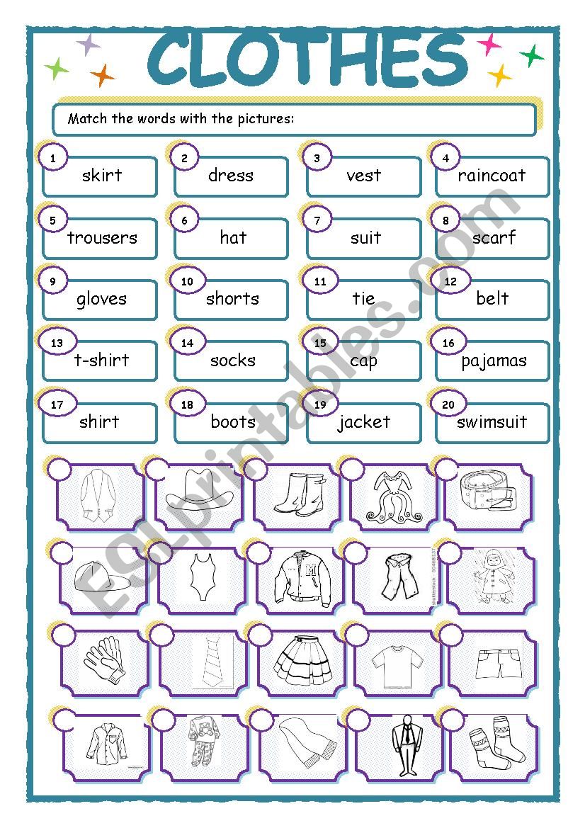 Clothes - ESL worksheet by camelia78