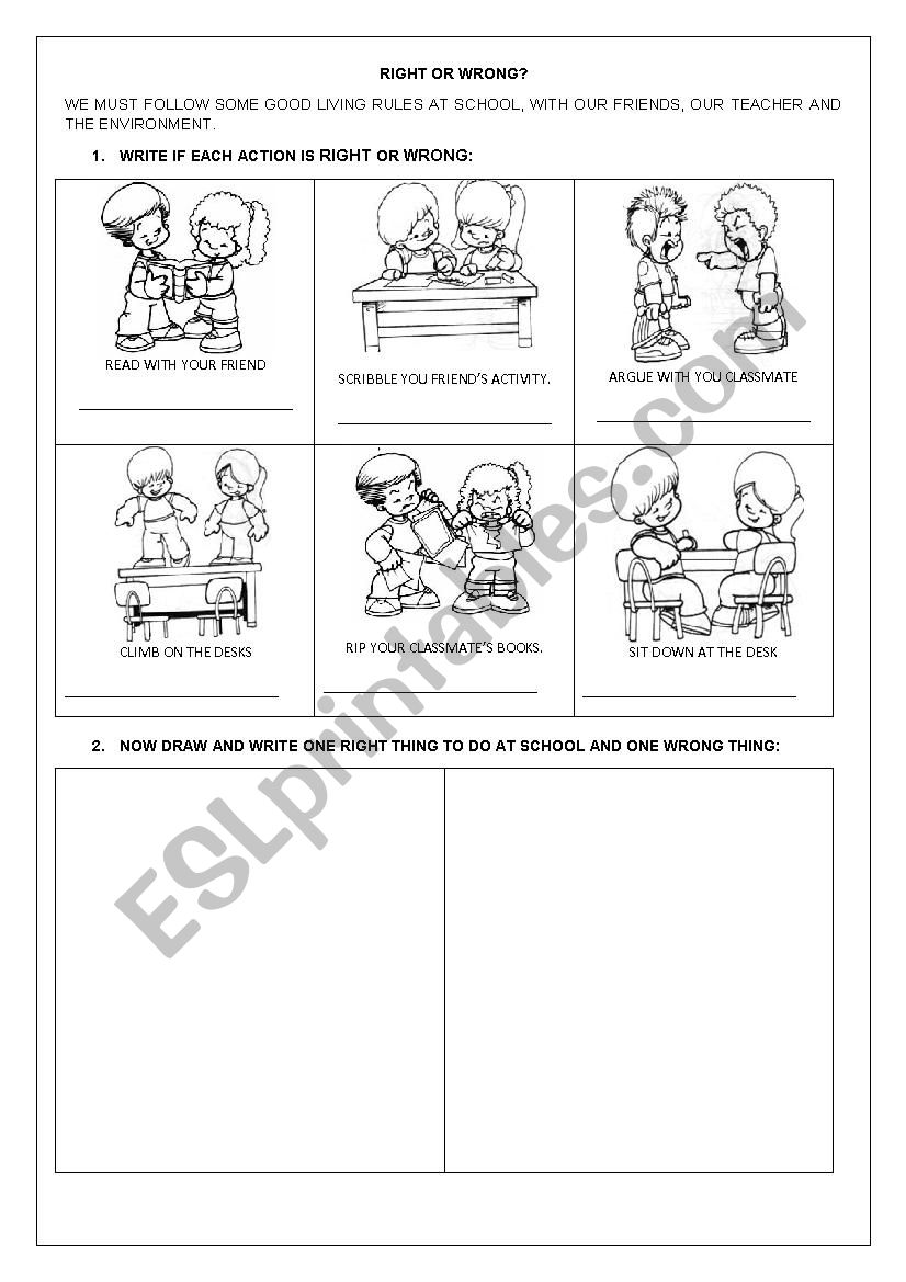 Right and Wrong Worksheet - CfE Right Wrong (Teacher-Made)