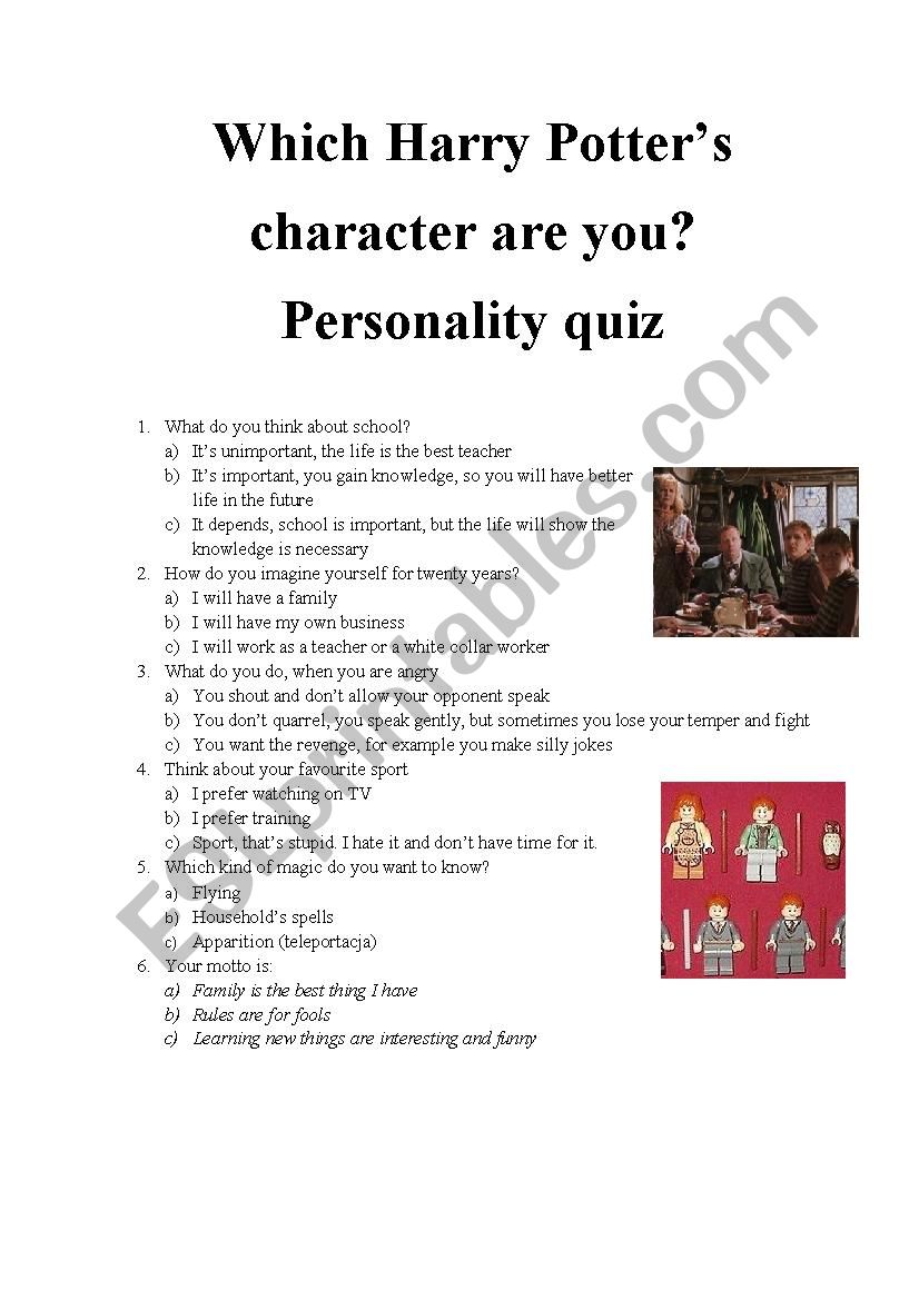 Which Harry Potters character are you? Personality quiz 10
