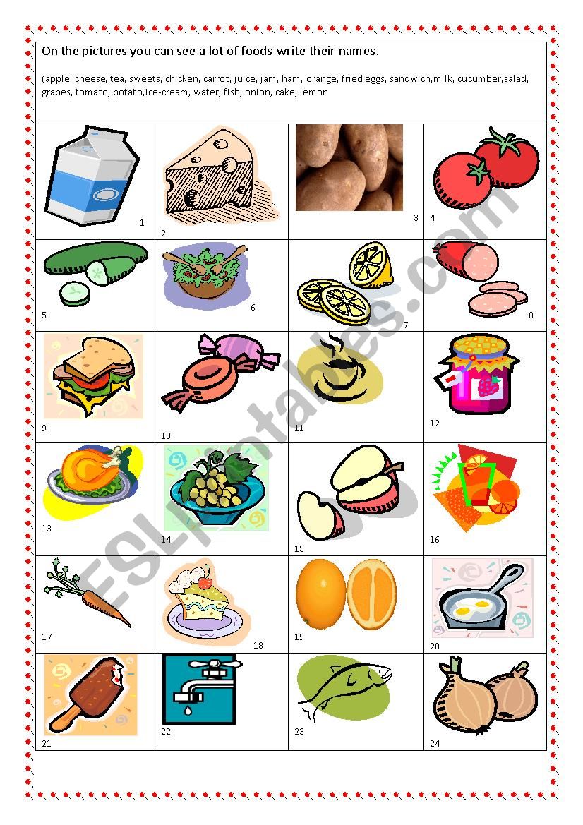 Food worksheet