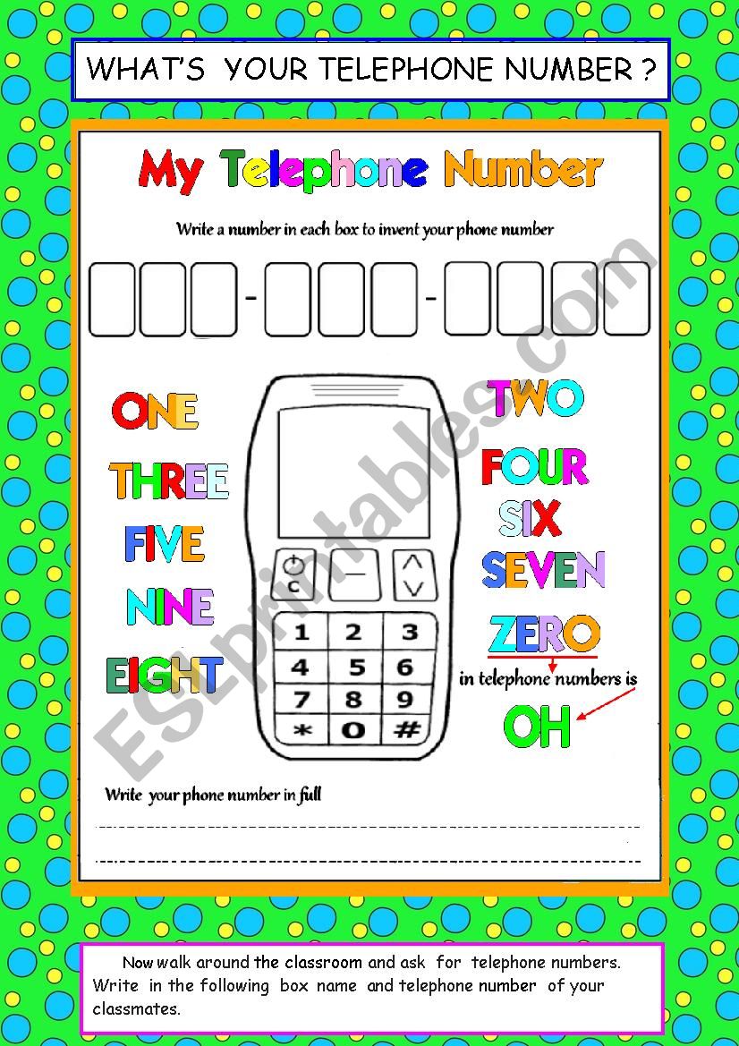 WHAT S YOUR TELEPHONE NUMBER ESL Worksheet By PAKA2