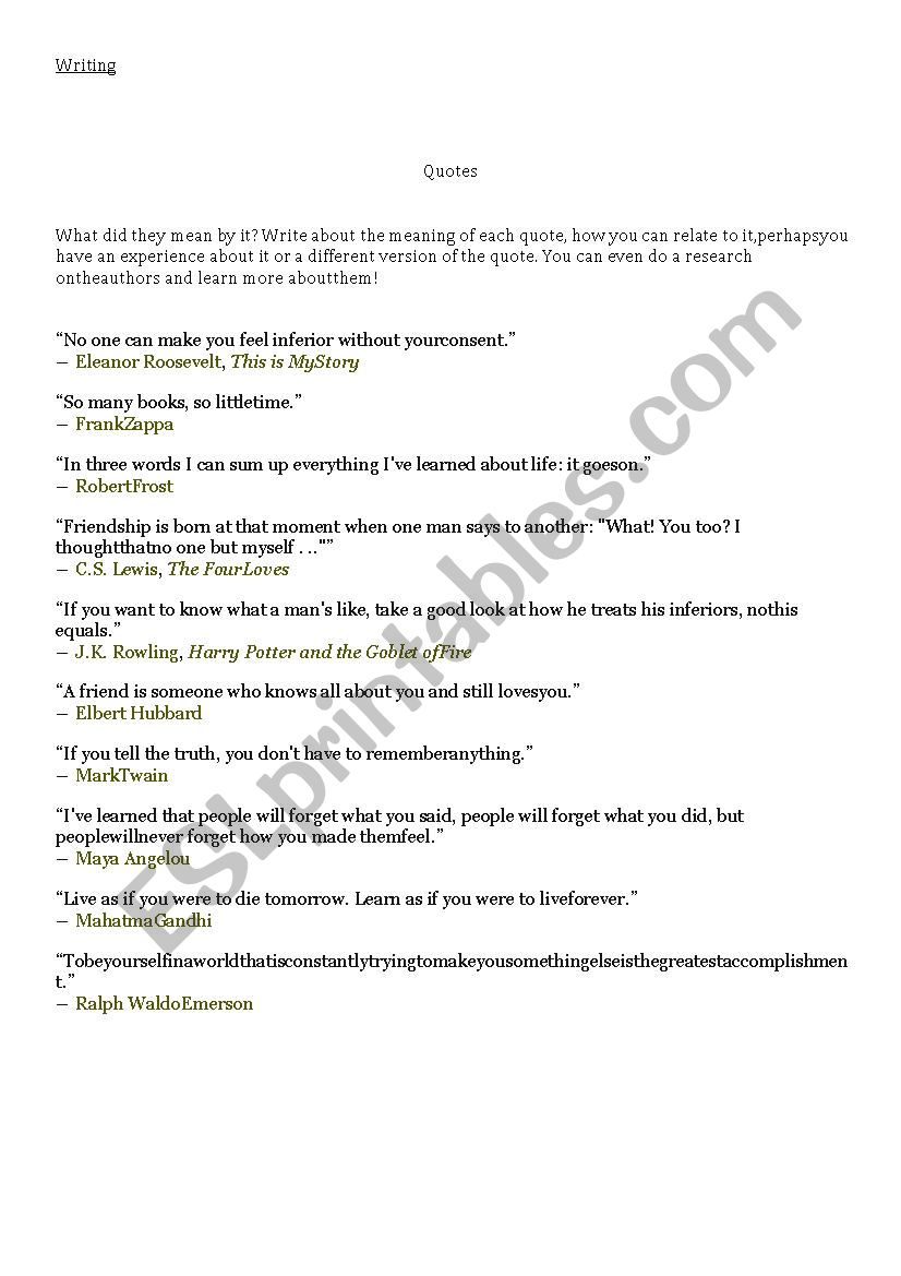 Quotes - ESL worksheet by cosa78