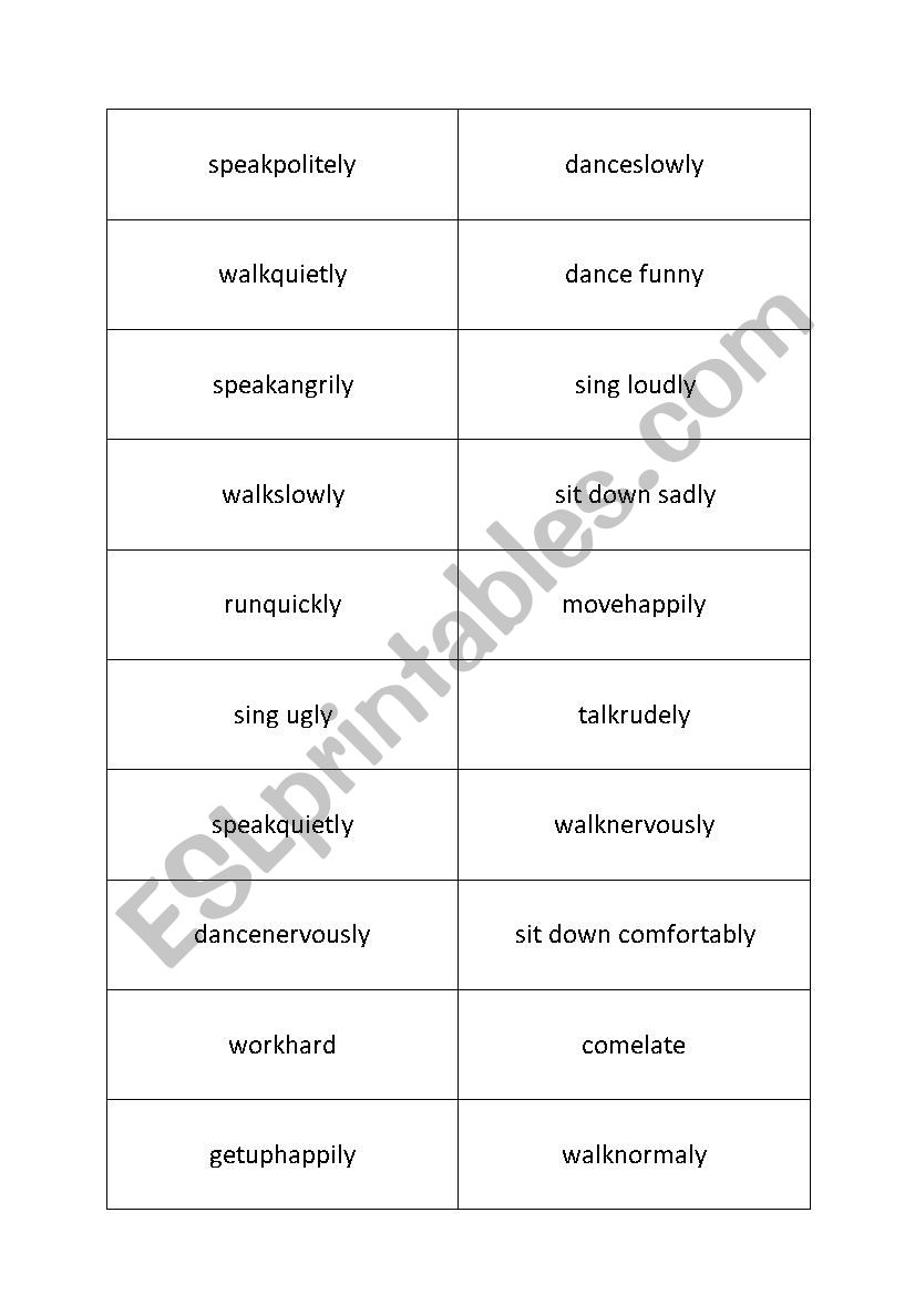 Adverbs of manner worksheet