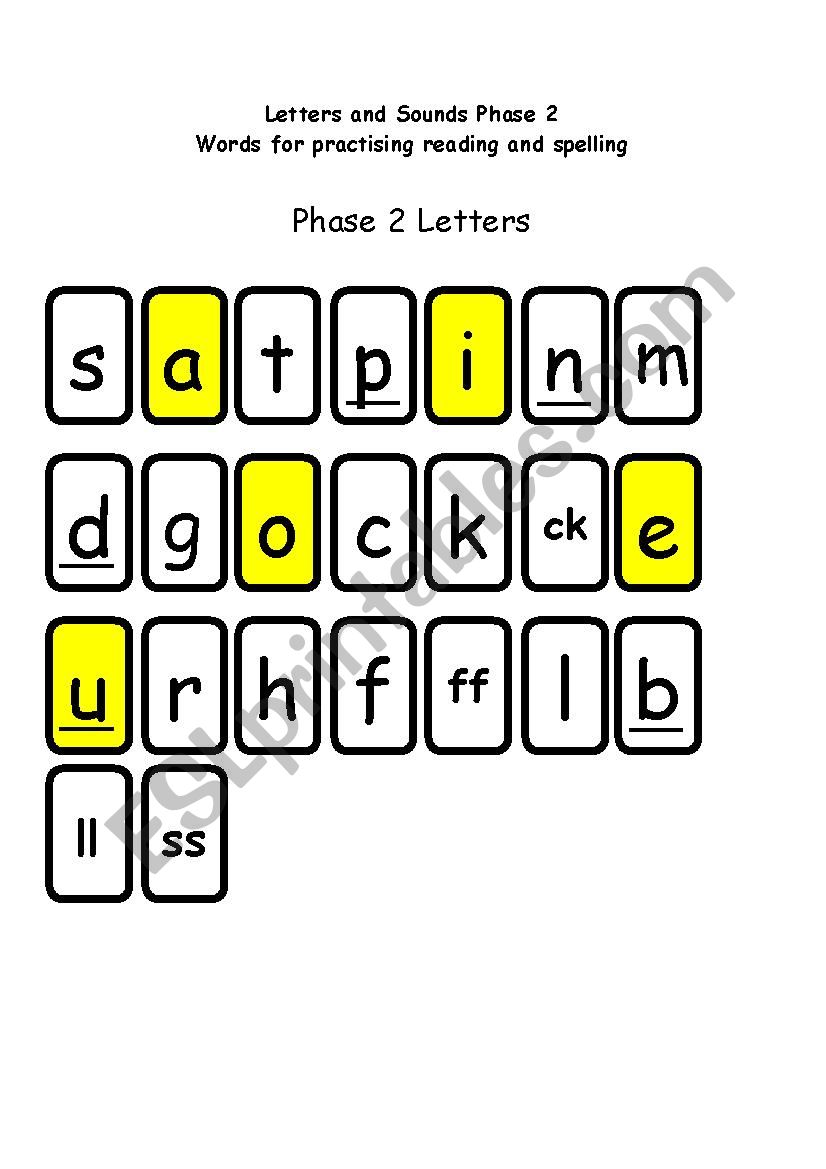Phase 2 Letters and Sounds worksheet