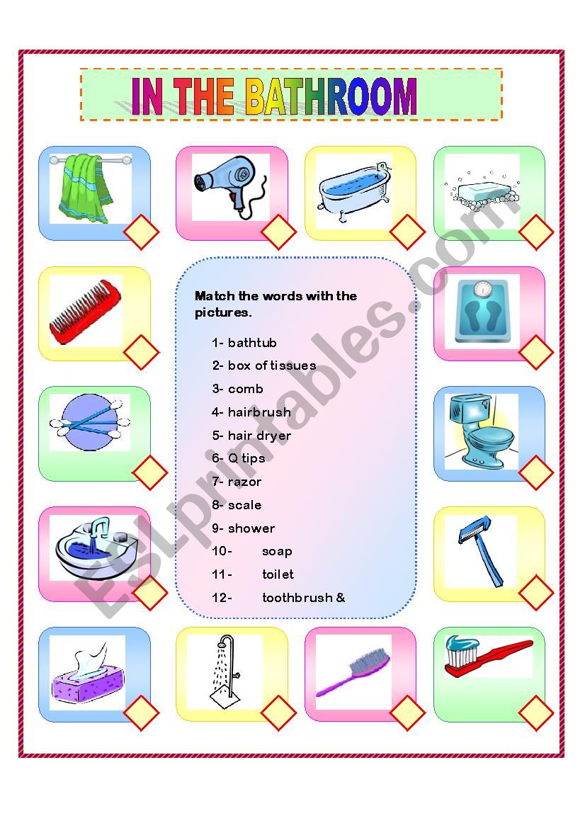 IN THE BATHROOM worksheet