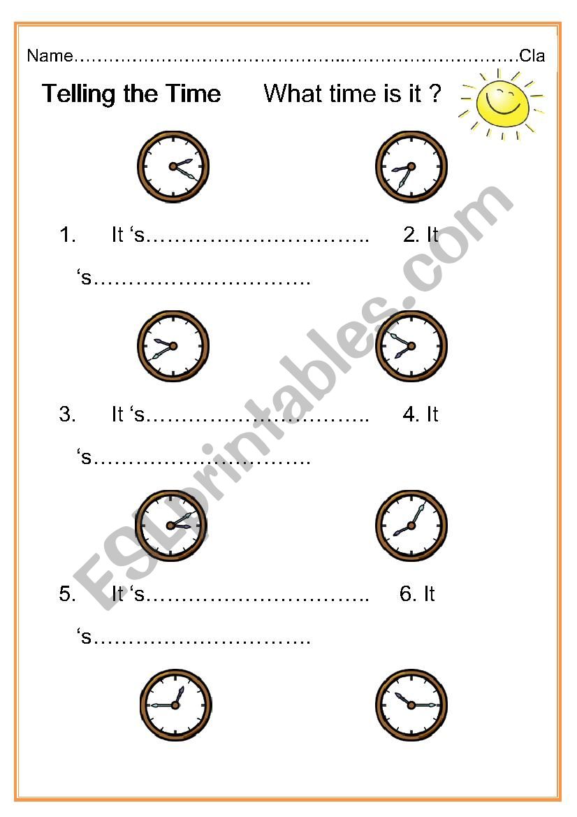 Telling the time worksheet