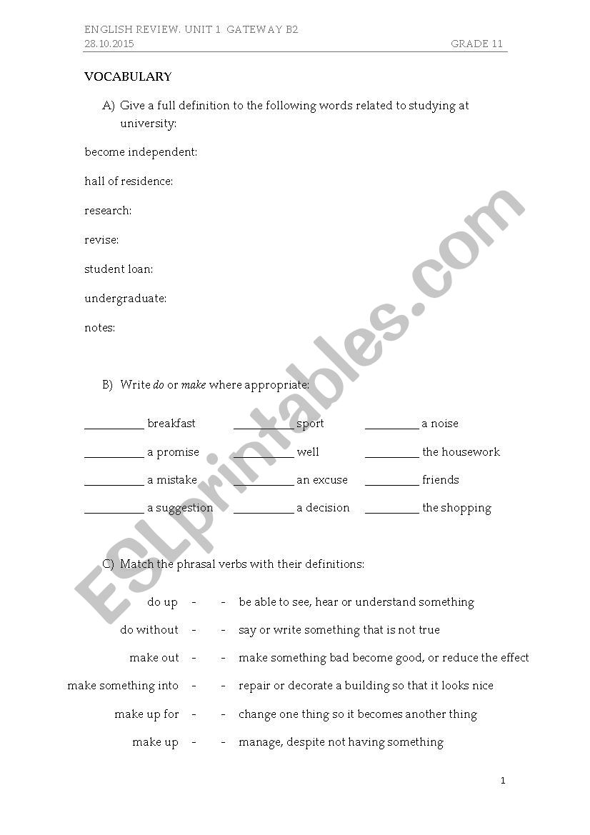 Rephrasing Verbal Tenses worksheet