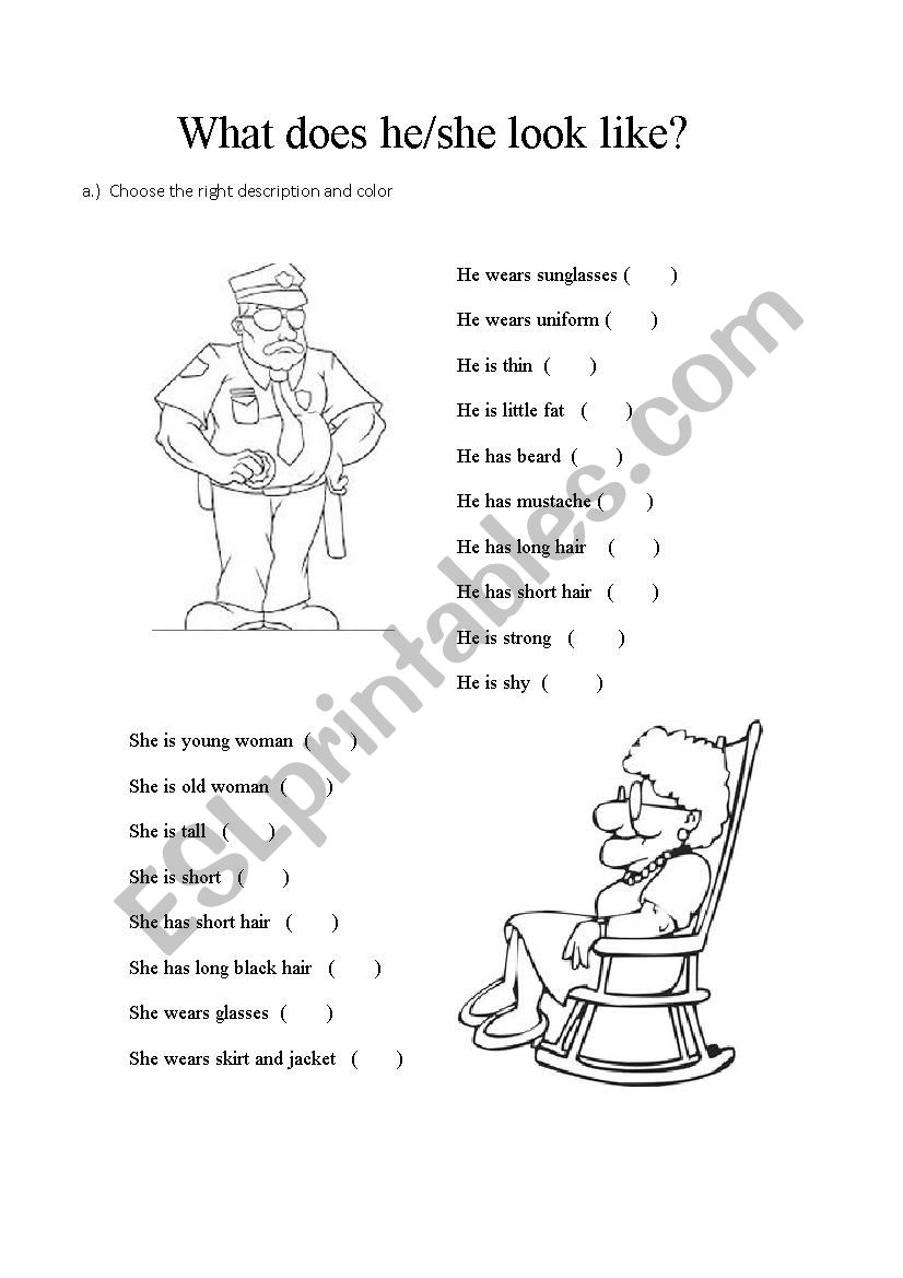 apperance worksheet