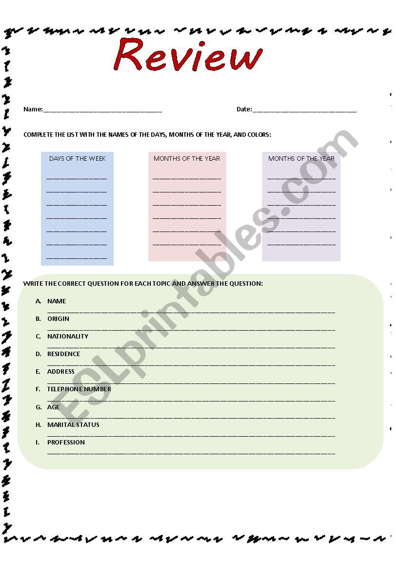 Review worksheet