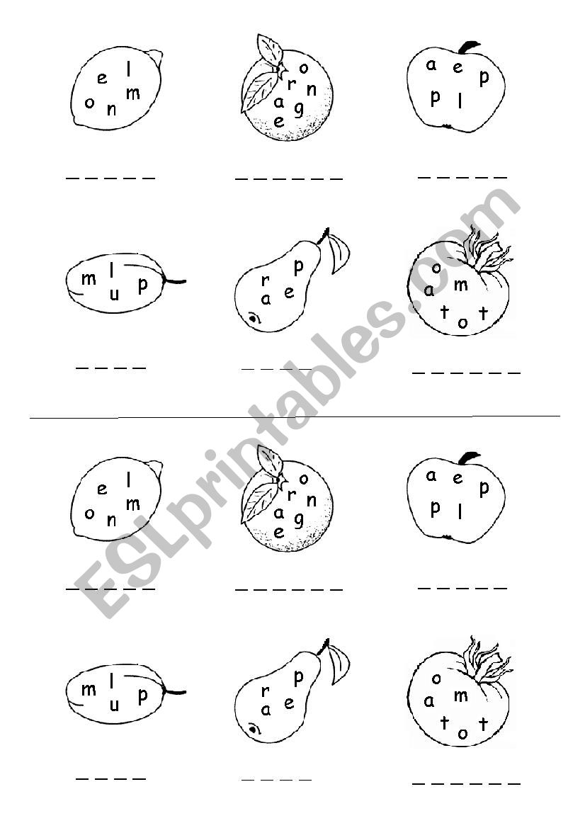 Fruit worksheet