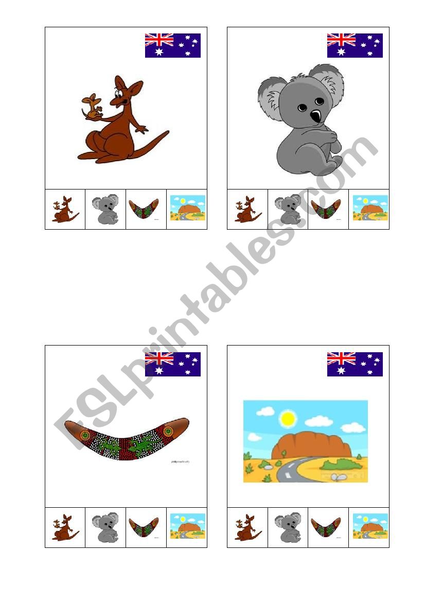 Happy families Australia card worksheet