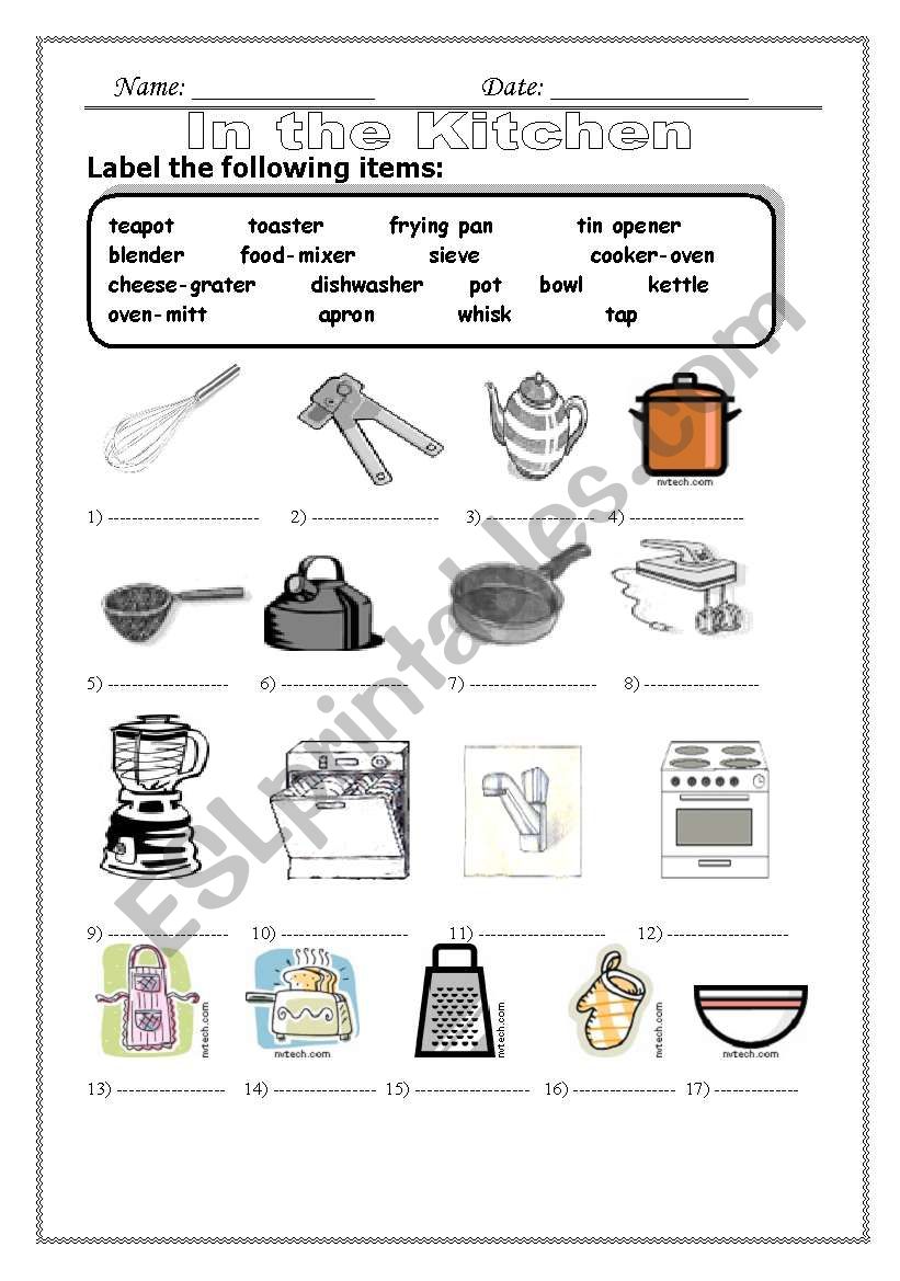 In The Kitchen ESL Worksheet By Ms Fadia
