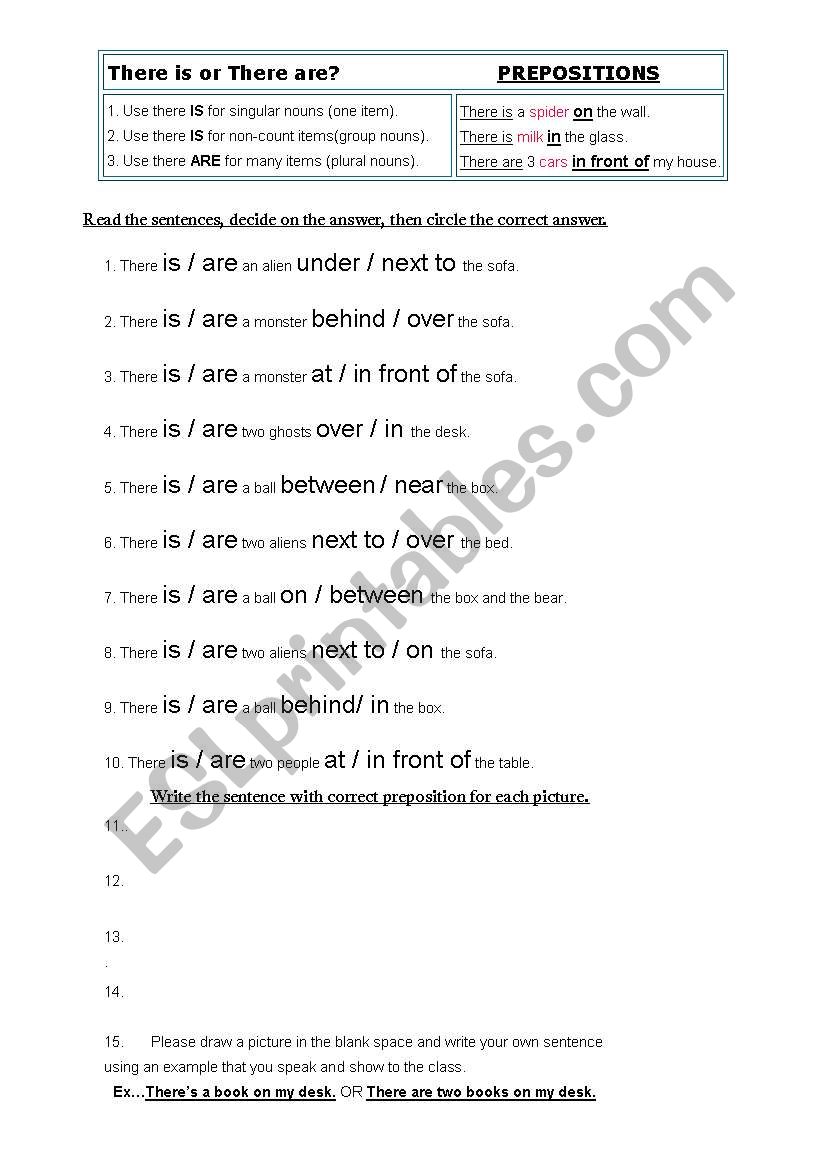 Prepositions 1of2 worksheet