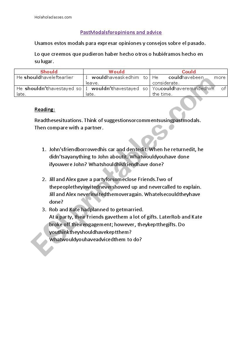 Degrees of certainty worksheet