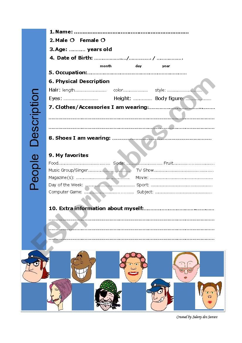 Describing People worksheet